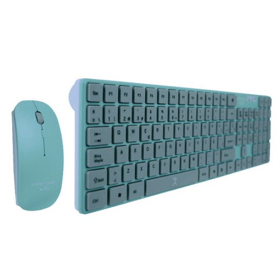 Kit de Teclado y Mouse Perfect Choice Balloon - Inalámbrico - Función multimedia - Español - Turquesa y Gris - PC-201243