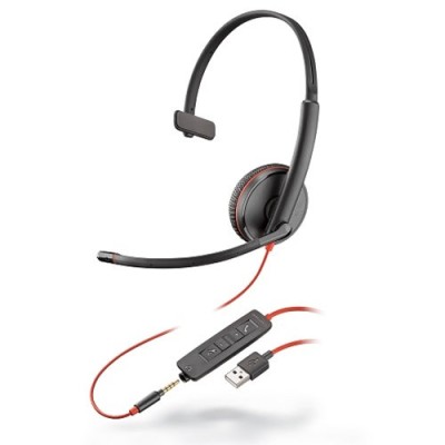 Diadema Plantronics Blackwire C3215 - Alámbrico - USB - 3.5 mm - Micrófono - Negro - 209746-101