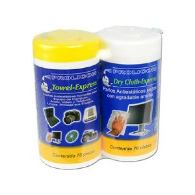 Kit de Limpieza Prolicom Towel Express - 1 Toallas Humedas C/70 + 1 Toallas Secas C/70 - TOALLASDUO70