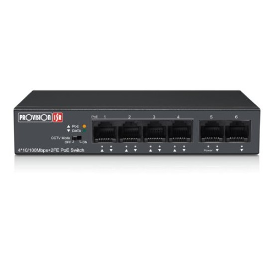 Switch Provision-ISR PoES-0460C+2I-V2 - 4 Puertos - Fast Ethernet - 2 Puertos Uplink - PoES-0460C+2I-V2