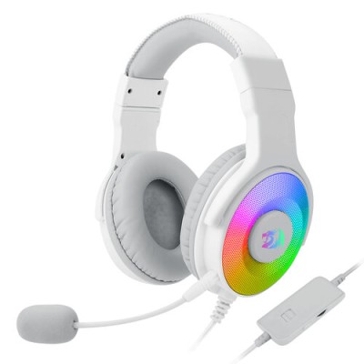Diadema Gamer REDRAGON Pandora H350 - Alámbrico - Micrófono - RGB - Blanco - H350W-RGB