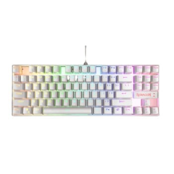 Teclado Gamer REDRAGON KUMARA K552 - Alámbrico - Multimedia - Español - RGB - Blanco - Switch Rojo - K552W-RGB-1R-SP