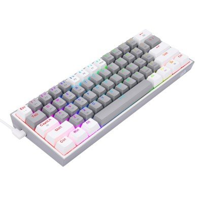 Teclado Gamer REDRAGON FIZZ PRO - Inalámbrico - Inglés - RGB - Switch Rojo - Gris con Blanco - K616-RGB GW