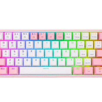 Teclado Gamer REDRAGON FIZZ PRO Inalámbrico 60% RGB Switch Rojo Blanco Rosa K616-RGB WP