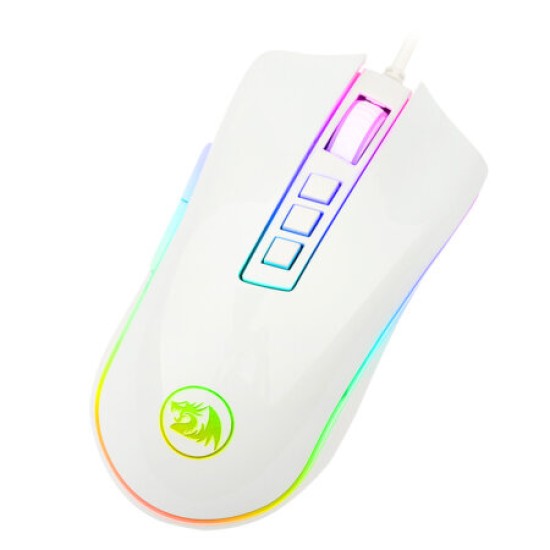 Mouse Gamer REDRAGON Cobra FPS - Alámbrico - 8 Botones - Diestro - RGB - Blanco - M711W