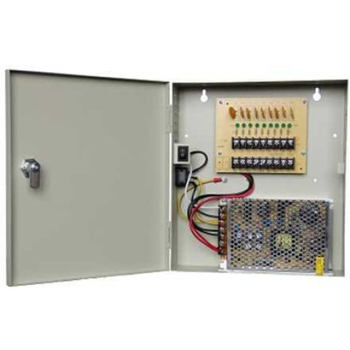 Fuente de Poder Regulada SAXXON 12V 10A para 9 Cámaras Modelo PSU1210D9