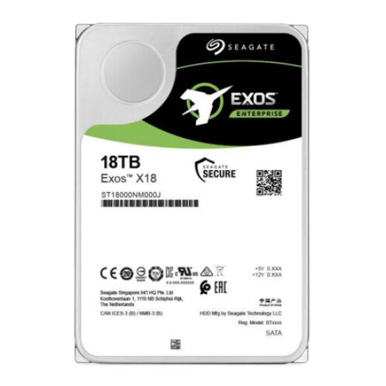 Disco Duro Seagate Exos X18 - 3.5" - 18TB - SATA 3 - 7200 RPM - ST18000NM000J