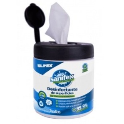 Toallas Húmedas Silimex Sanifex - Desinfectantes - Elimina Virus/Hongos/Bacterias - 30 Toallas - 750300219681