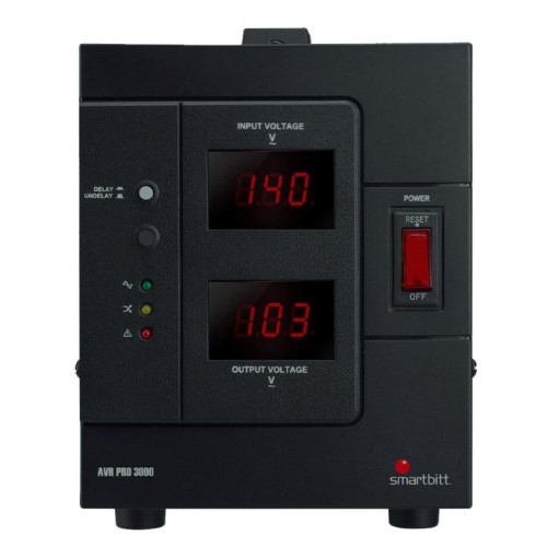 Regulador de Voltaje Smartbitt 3000VA/2000W con 4 Contactos Modelo SBAVRC3000