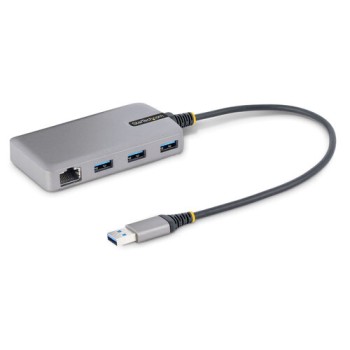 Hub USB StarTech.com 5G3AGBB-USB-A-HUB - USB-A a 3x USB 3.0 - Ethernet - Gris - 5G3AGBB-USB-A-HUB