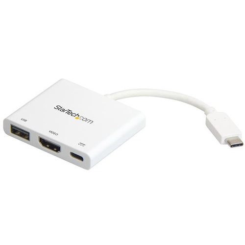 Convertidor de Video StarTech.com USB-C a HDMI 4K con Puerto USB-A - Blanco - Modelo CDP2HDUACPW