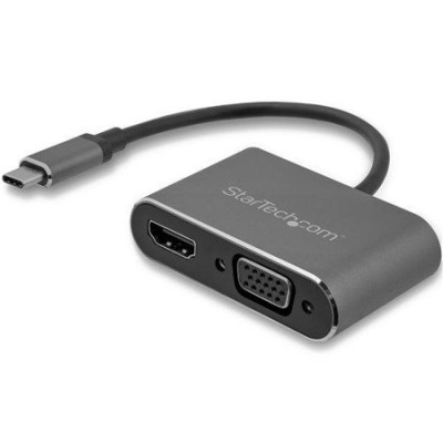 Adaptador StarTech.com CDP2HDVGA - USB-C a VGA y HDMI - Gris Espacial - CDP2HDVGA