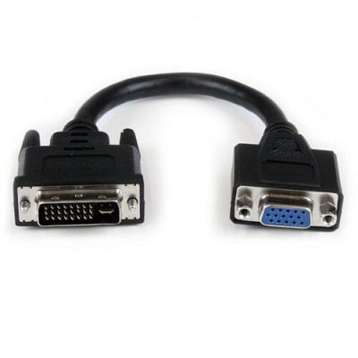 Adaptador Conversor StarTech.com - DVI-I a VGA - Macho a Hembra - 20cm - Negro - DVIVGAMF8IN