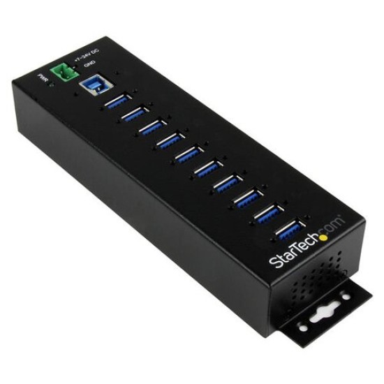 HUB Industrial StarTech.com - USB 3.0 - 10 Puertos USB 3.1 - Adaptador de Alimentación - Negro - HB30A10AME