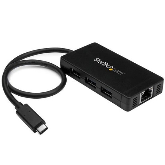 Concentrador StarTech.com USB 3.0 3 Puertos USB-C y Red Ethernet Gigabit - HB30C3A1GE