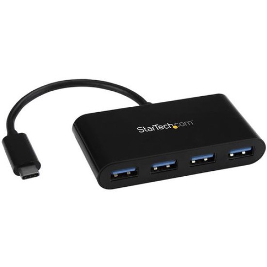 Hub StarTech.com HB30C4AB - USB 3.0 - USB-C A 4 Puertos USB A - Negro - HB30C4AB