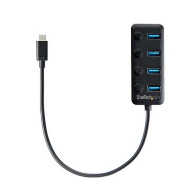 Hub USB StarTech.com HB30C4AIB - Tipo C - 4 Puertos USB-A - Con Interruptores - HB30C4AIB