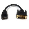 Adaptador de Video StarTech.com - HDMI Hembra a DVI-D Macho - 20cm - Negro - HDDVIFM8IN Adaptador de Video StarTech.com - HDMI Hembra a DVI-D Macho - 20cm - Negro - HDDVIFM8IN