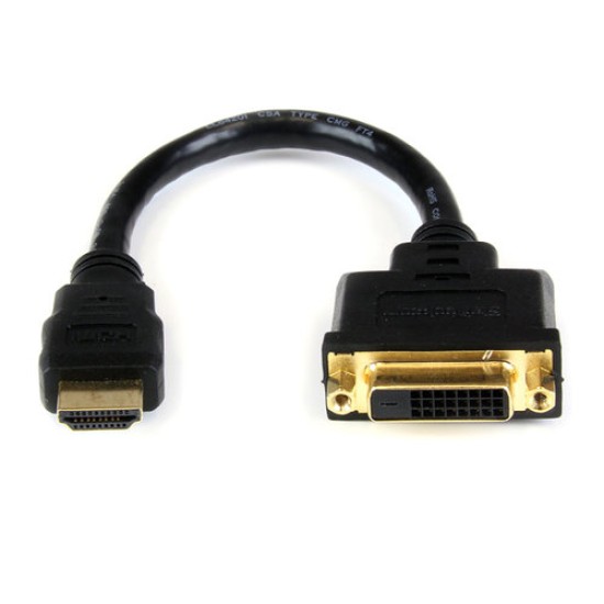 Adaptador StarTech.com - 20cm - HDMI a DVI - Cable Conversor de Vídeo - Negro - HDDVIMF8IN