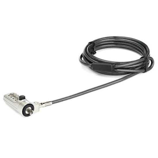 Cable de Seguridad StarTech.com LTLOCKNBL - Combinación - Para Laptop - Ranura Wedge - Bisagra Giratoria - 2M - LTLOCKNBL