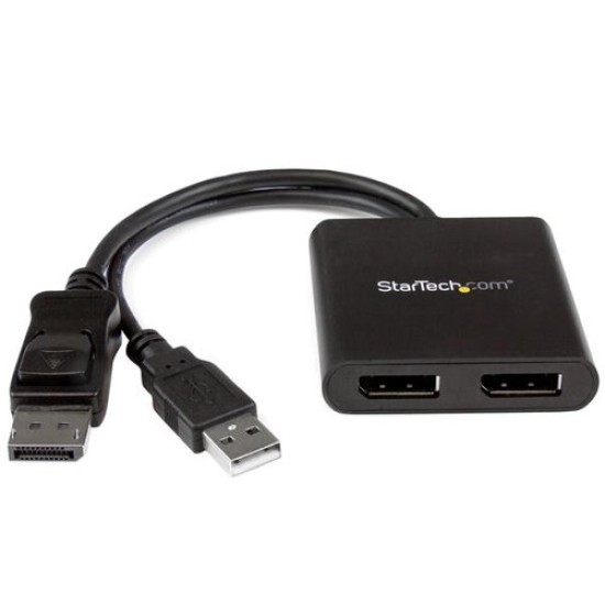 Multiplicador de Vídeo StarTech.com - Conecta DisplayPort a 2 puertos DisplayPort - Hub MST - Negro - MSTDP122DP