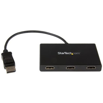 Divisor StarTech.com - Conecta Displayport a 3 Puertos HDMI - Negro - MSTDP123HD