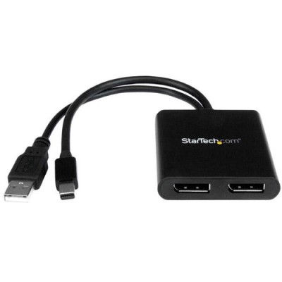 Multiplicador de Vídeo StarTech.com - Conecta Mini DisplayPort a 2 puertos DisplayPort - Hub MST - Negro - MSTMDP122DP