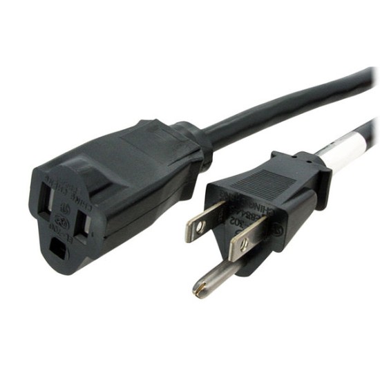 Cable StarTech.com PAC1016 - Extensor Alimentación PC Nema 5-15r a Nema 5-15p - Macho a Hembra - 1.8Mts - PAC1016