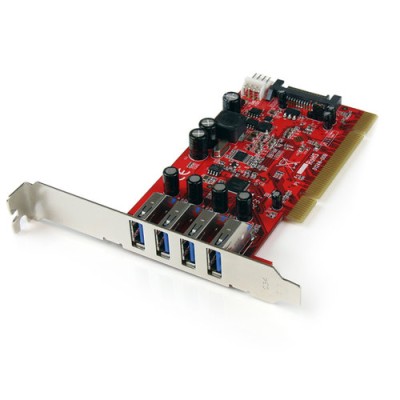 Tarjeta de Expansión StarTech.com - PCI - 4x USB 3.0 - LP4 SATA - PCIUSB3S4