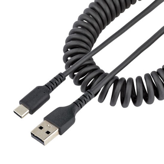 Cable StarTech.com - USB-A a USB-C - Espiral - 1M - R2ACC-1M-USB-CABLE