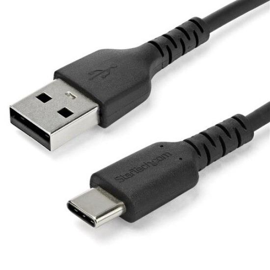 Cable USB StarTech.com RUSB2AC1MB - USB 2.0 a USB-C - 1 M - Fibra Aramida - Negro - RUSB2AC1MB