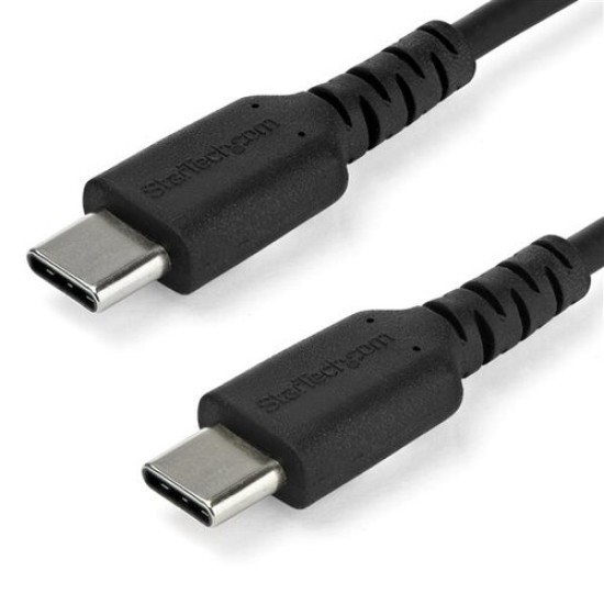 Cable USB StarTech.com RUSB2CC1MB - USB Tipo C - 1 M - Fibra Aramida - Negro - RUSB2CC1MB