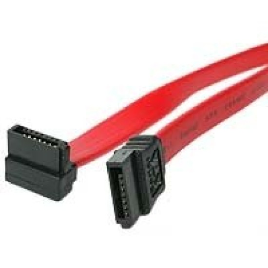 Cable SATA StarTech.com - 7 Pines - 45 cm - Ángulo Recto - Rojo con Negro - SATA18RA1