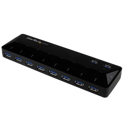 HUB USB StarTech.com ST103008U2C - 10 Puertos USB 3.0 -  2 Puertos 1.5A - Negro - ST103008U2C