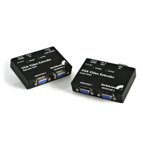 Kit Extensor de Video VGA StarTech.com 2 Puertos Locales - 2 Remotos por Cat5/6 - ST121UTP