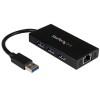 Hub StarTech.com USB 3.0 Aluminio con 3 Puertos USB y Adaptador de Red Ethernet - ST3300GU3B Hub StarTech.com USB 3.0 Aluminio con 3 Puertos USB y Adaptador de Red Ethernet - ST3300GU3B
