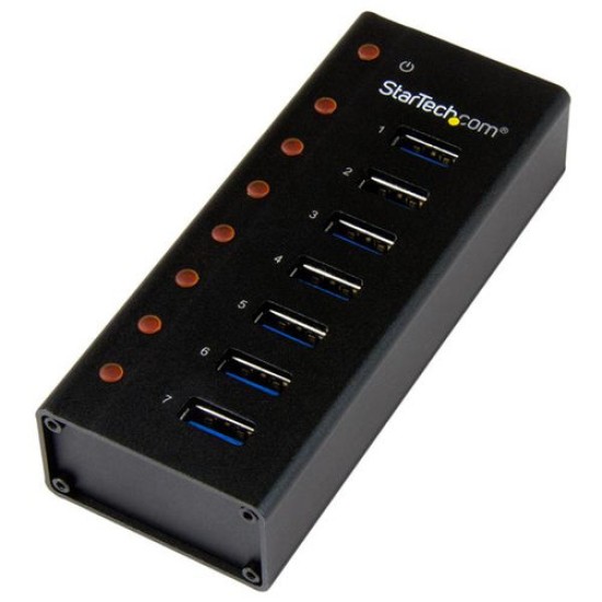 HUB USB StarTech.com ST7300U3M - 7 Puertos USB 3.0 - Caja Metálica - Sobremesa/Montaje en Pared - Negro - ST7300U3M