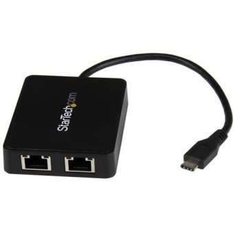 Adaptador de Red StarTech.com USB-C a 2 Puertos Ethernet Gigabit Negro US1GC301AU2R Adaptador de Red StarTech.com USB-C a 2 Puertos Ethernet Gigabit Negro US1GC301AU2R