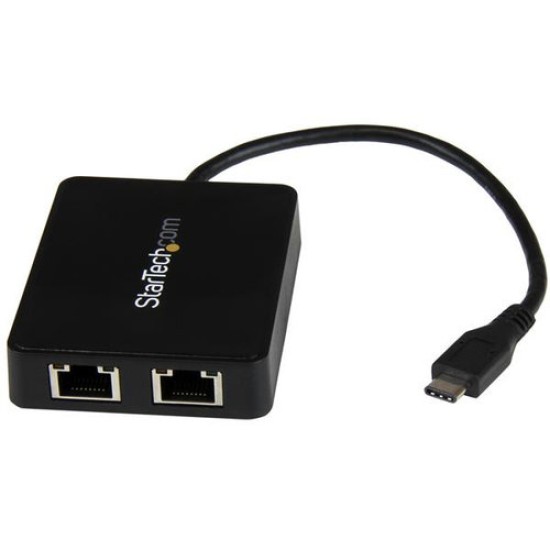 Adaptador de Red StarTech.com - USB-C a 2 Puertos Ethernet - Gigabit - Negro - US1GC301AU2R