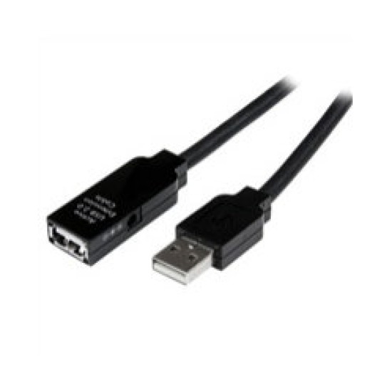 Cable StarTech.com 15m Extensión Alargador USB 2.0 Activo Amplificado - Macho a Hembra USB A - Negro - USB2AAEXT15M