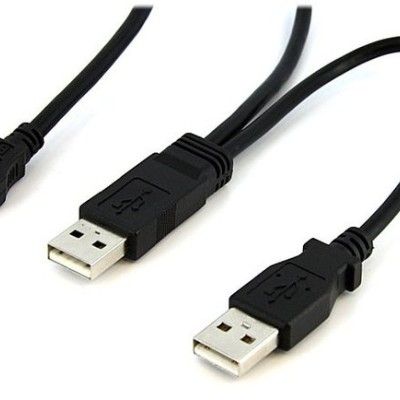 Cable StarTech.com de 91cm USB en Y para Discos Externos 2X USB A a 1X Mini B - USB2HABMY3