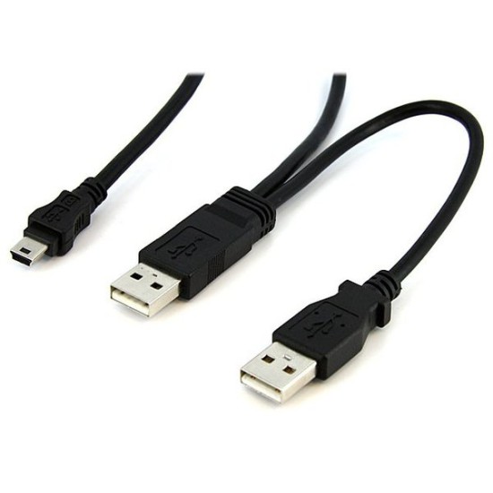 Cable StarTech.com de 91cm USB en Y para Discos Externos 2X USB A a 1X Mini B - USB2HABMY3