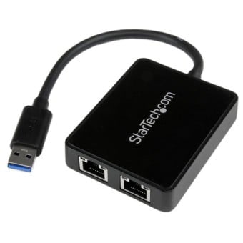 Adaptador de Red StarTech.com USB 3.0 2 Puertos Gigabit Ethernet con Puerto USB Extra - USB32000SPT