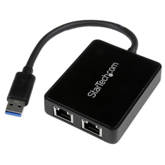 Adaptador Tarjeta de Red StarTech.com NIC Externa USB 3.0 2 Puertos Gigabit Ethernet RJ45 y Puerto USB - USB32000SPT