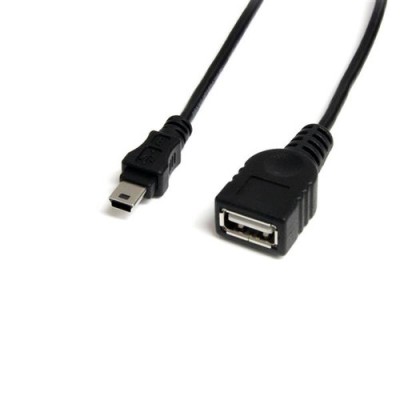 Cable USB StarTech.com - 30cm - Mini USB 2.0 a USB - Macho/Hembra - Negro - USBMUSBFM1