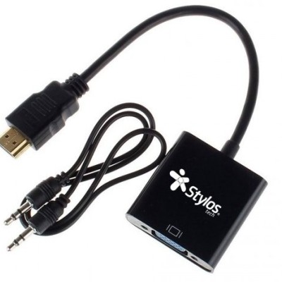 Convertidor HDMI/VGA Stylos STACHV1B - HDMI - VGA - AUX 3.5mm - 15cm - STACHV1B