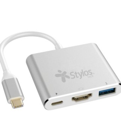 Hub USB Stylos HB001 - USB-C a HDMI / USB 3.0 / USB-C - Plata - STCBHUB31S