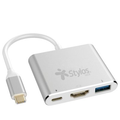 Hub USB Stylos HB001 - USB-C a HDMI / USB 3.0 / USB-C - Plata - STCBHUB31S