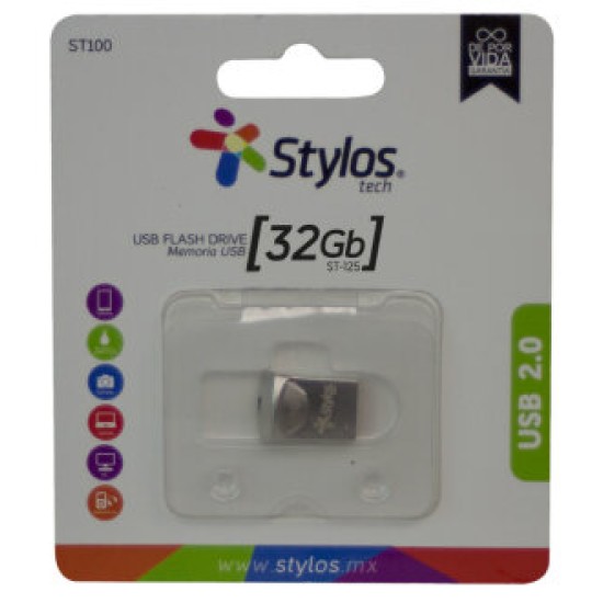 Memoria USB Stylos STMUS41S - 32GB - USB 2.0 - Plata - STMUS41S