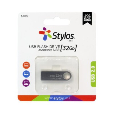 Memoria USB Stylos - 32GB - USB 2.0 - Metálica - STMUSB3B